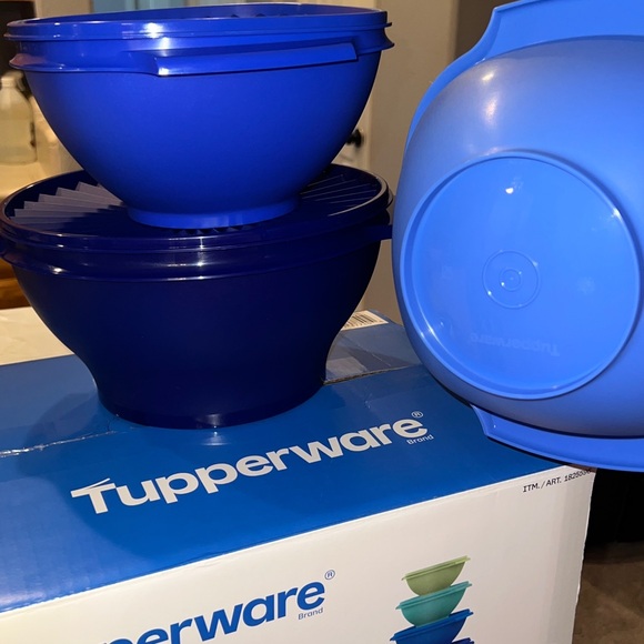 Tupperware Stackable Blue Bowl Set - Picture 4 of 7